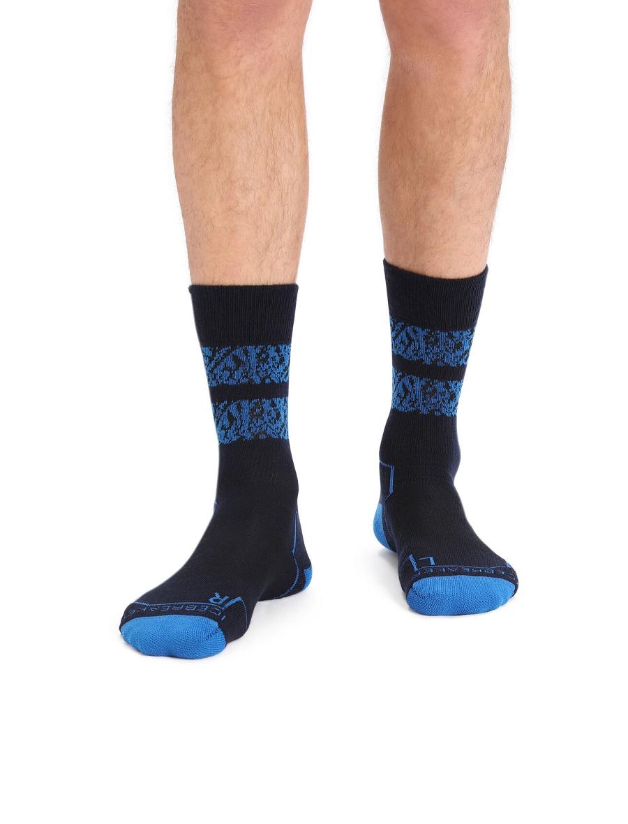 Midnight Navy / Lazurite Men's Icebreaker Merino Hike+ Light Crew Natural Summit Socks | USA 1006BEXC